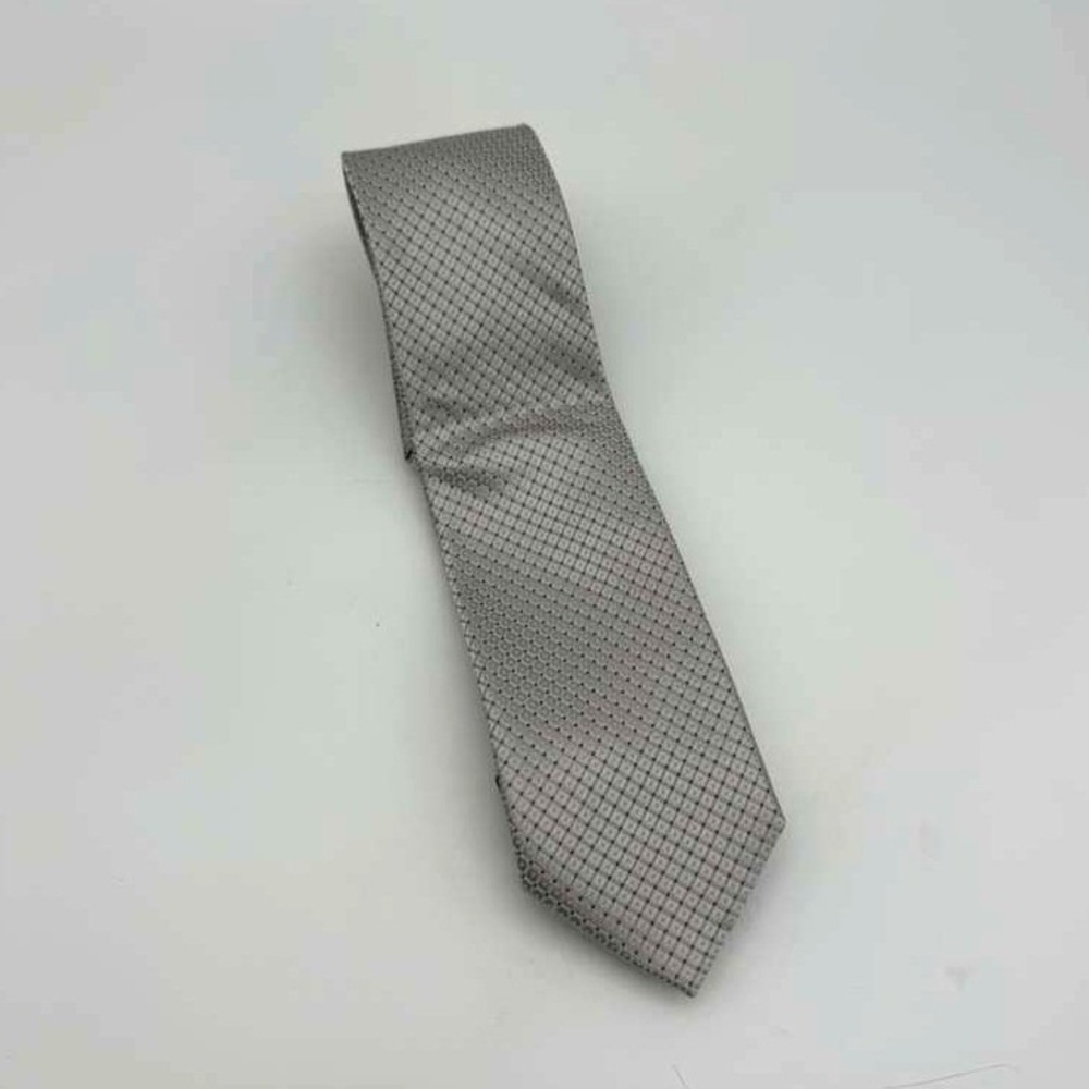Cadini Italy Tie – Silver & Blue Geometric Pattern – Brand New